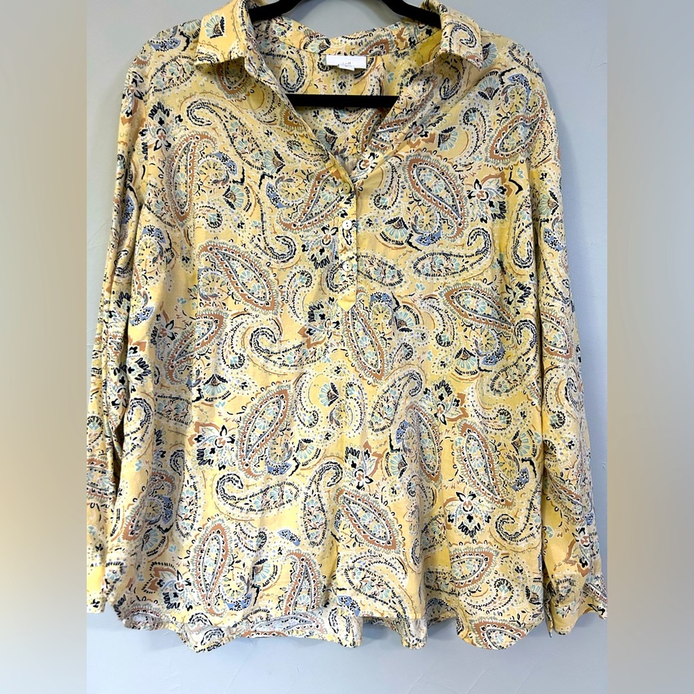 Pale yellow button down J Jill Blouse